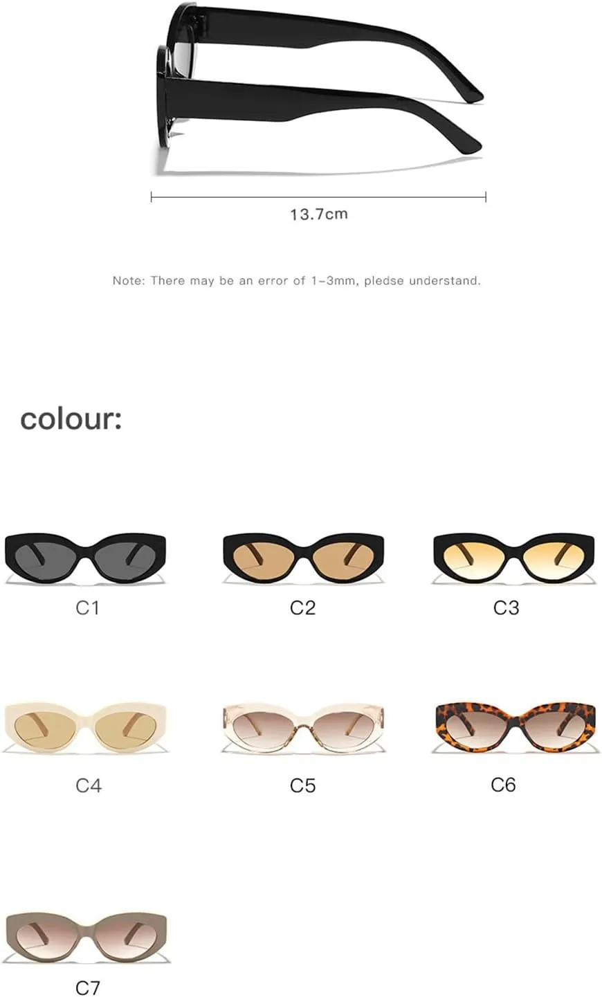 willochra Retro Oval Sunglasses for Women 90s Vintage Small Cat Eye Sun Glasses Trendy Narrow Skinny Champagne Shades