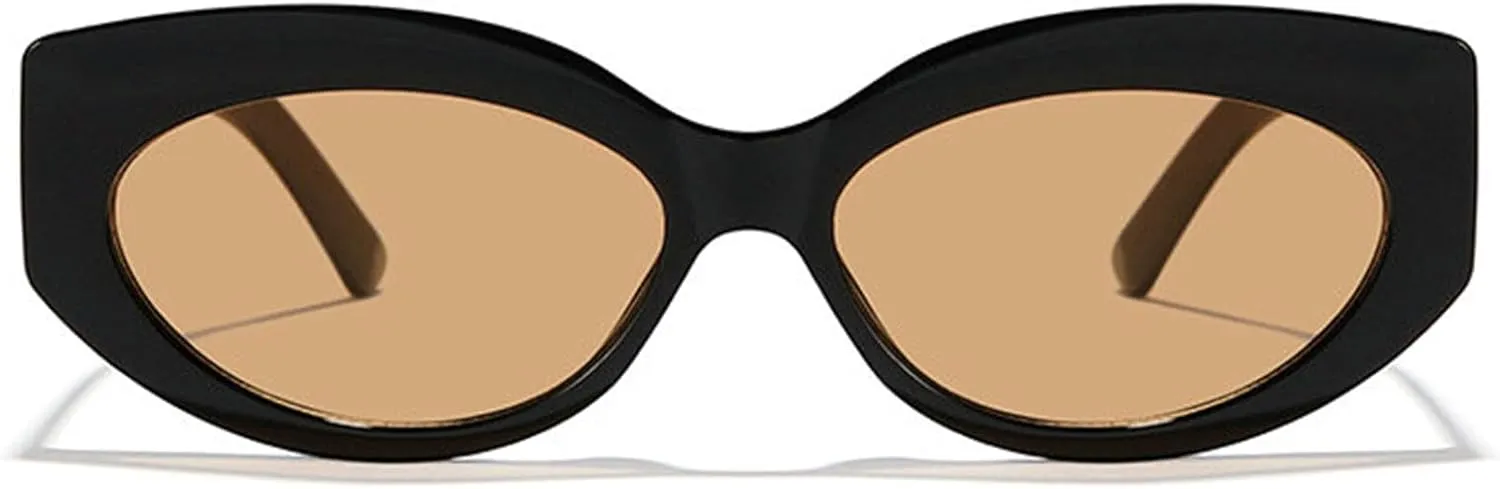 willochra Retro Oval Sunglasses for Women 90s Vintage Small Cat Eye Sun Glasses Trendy Narrow Skinny Champagne Shades