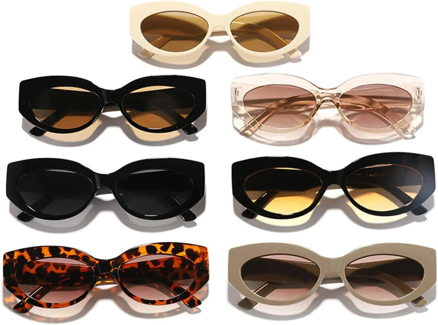 willochra Retro Oval Sunglasses for Women 90s Vintage Small Cat Eye Sun Glasses Trendy Narrow Skinny Champagne Shades