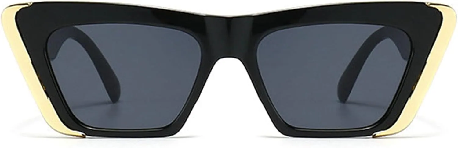 willochra Vintage Gold Side Cat Eye Sunglasses Luxury Glasses Women Big Frame Black Shades For Women Fashion Sun Glasses F27