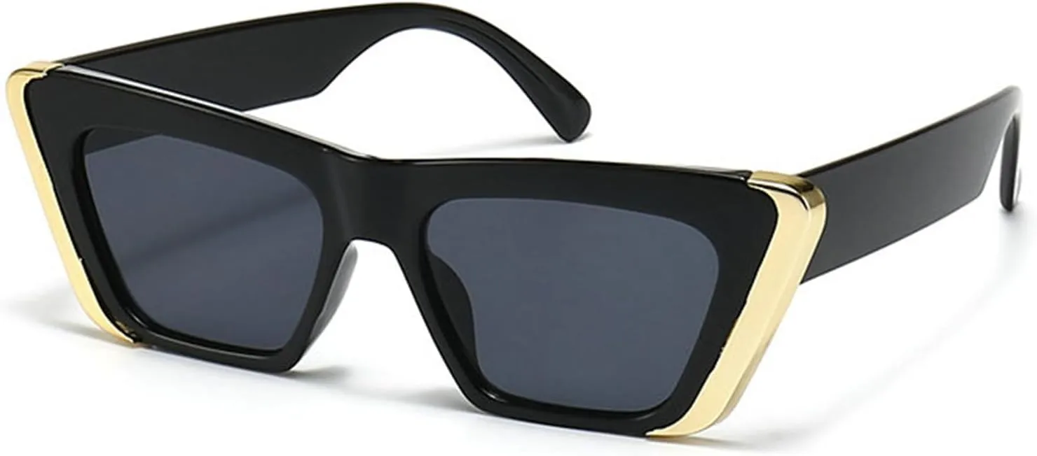 willochra Vintage Gold Side Cat Eye Sunglasses Luxury Glasses Women Big Frame Black Shades For Women Fashion Sun Glasses F27