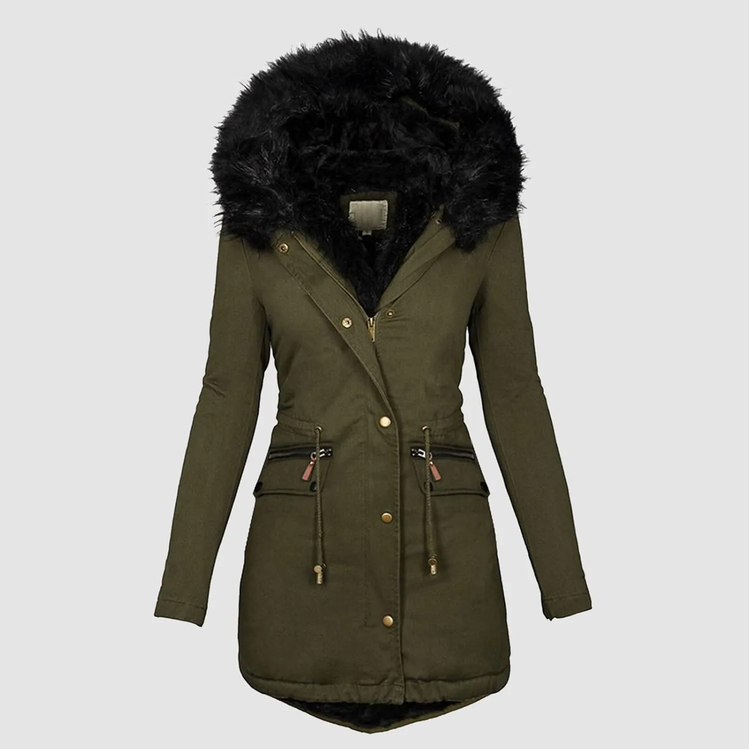 Winter Coat for Women Sherpa Lined Jacket Thermal Fleece Zip Up Overcoats with Hood Flannel Parka Outwear with Pocket