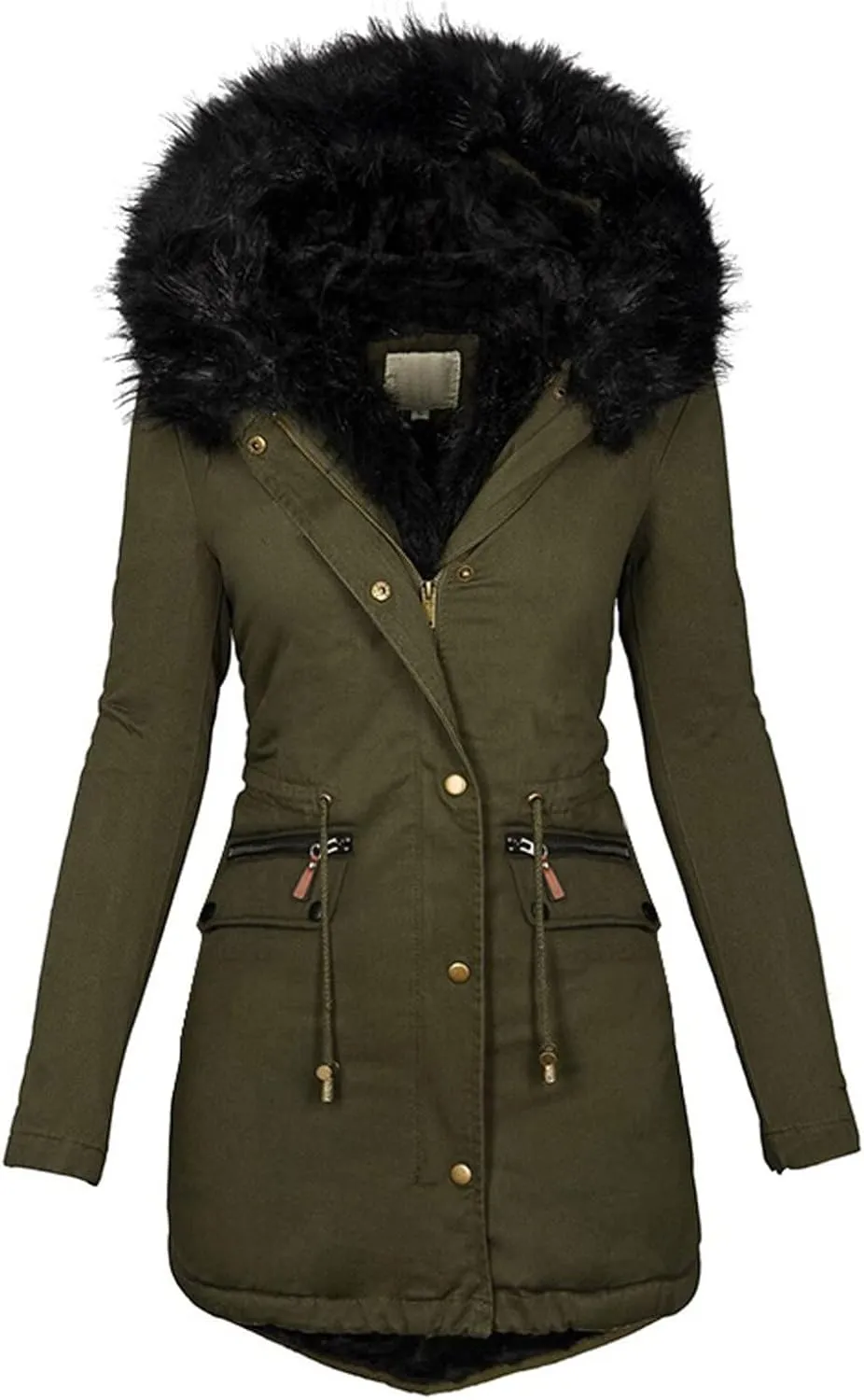 Winter Coat for Women Sherpa Lined Jacket Thermal Fleece Zip Up Overcoats with Hood Flannel Parka Outwear with Pocket
