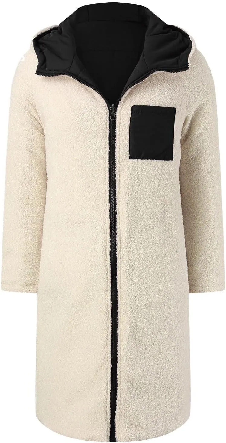 Winter Coats for Women Warm Faux Fur Lined Thicken Jacket Quilted Long Puffer Coat Hood Down Outerwear with Pockets