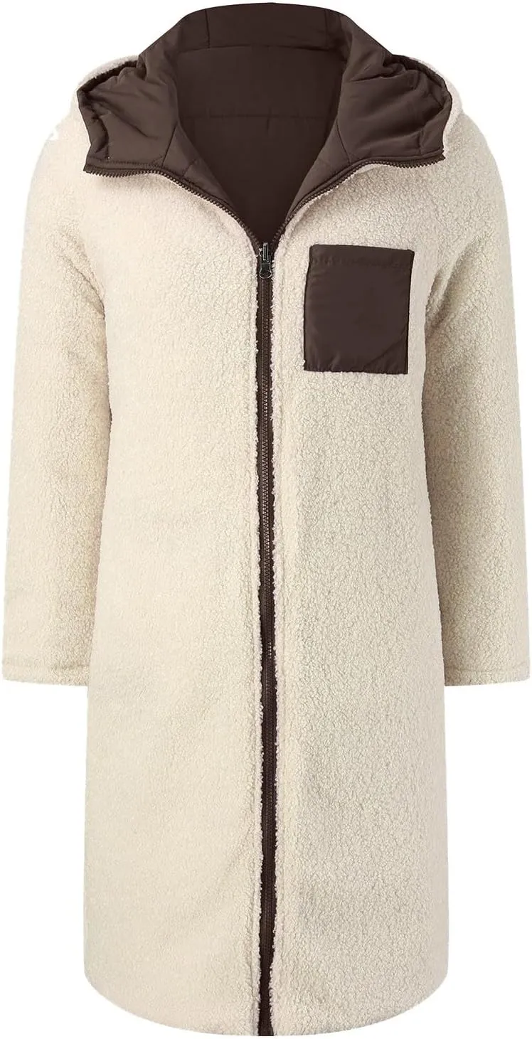 Winter Coats for Women Warm Faux Fur Lined Thicken Jacket Quilted Long Puffer Coat Hood Down Outerwear with Pockets