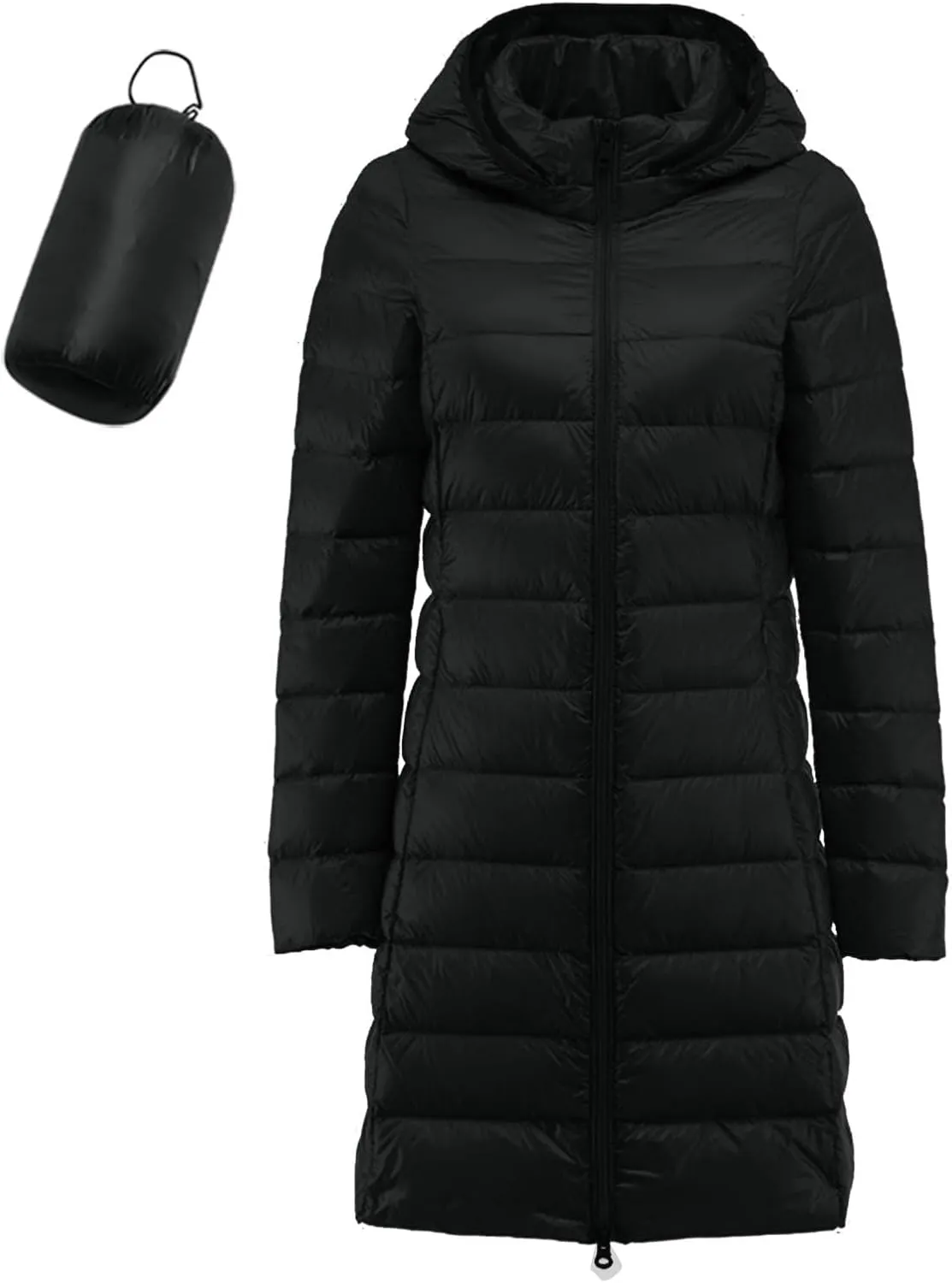 Winter Windproof Warm Long Puffer Coats for Womens Insulated Soft Slim Down Jackets Removeable Hooded Zipper Overcoats