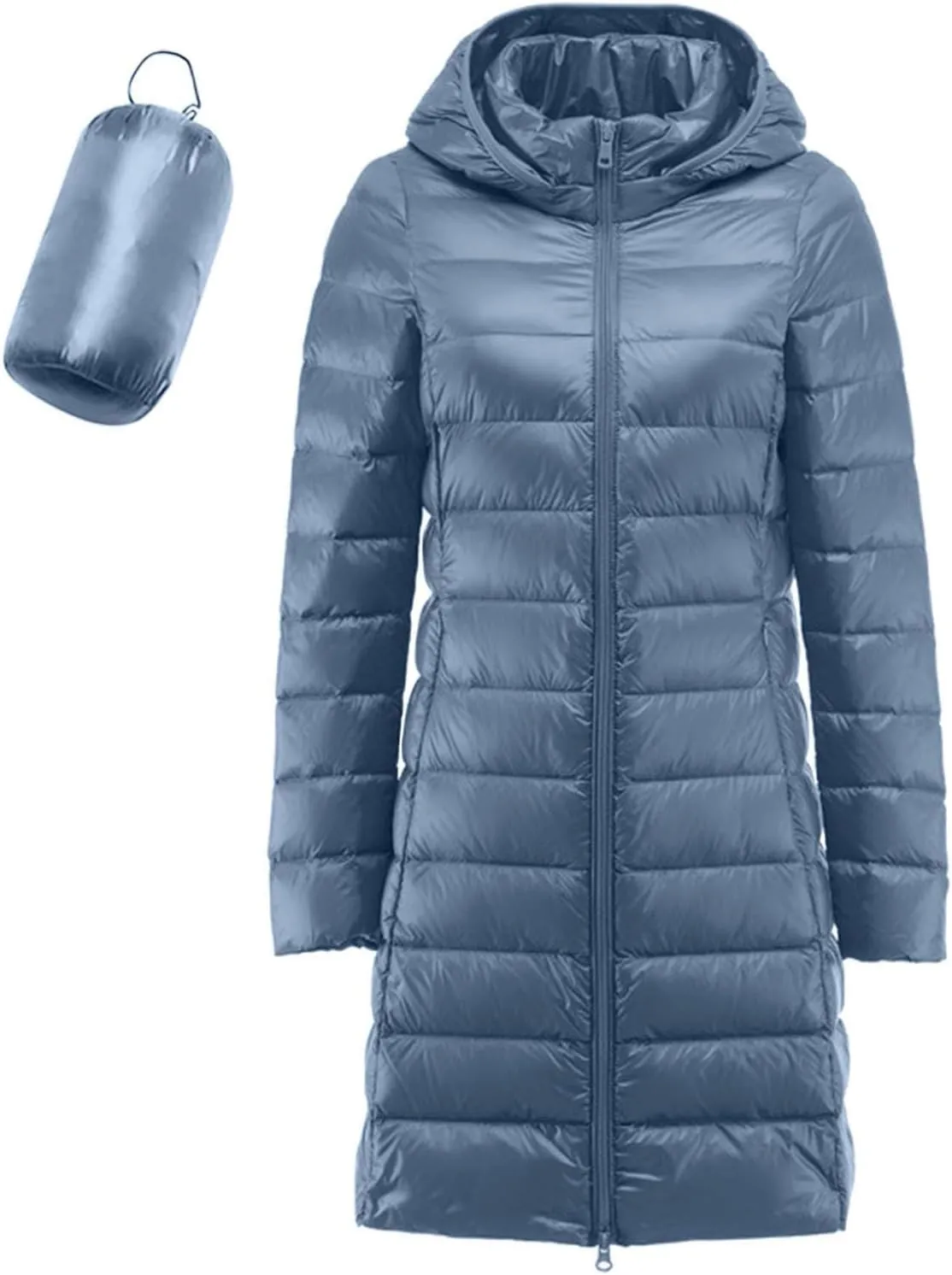 Winter Windproof Warm Long Puffer Coats for Womens Insulated Soft Slim Down Jackets Removeable Hooded Zipper Overcoats
