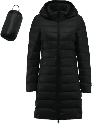 Winter Windproof Warm Long Puffer Coats for Womens Insulated Soft Slim Down Jackets Removeable Hooded Zipper Overcoats