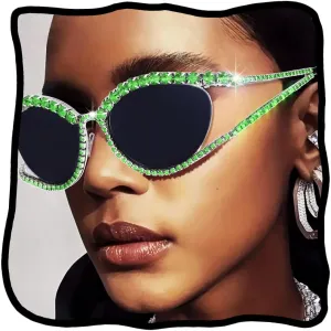 Woeoe Bling Sunglasses for Women Cat Eye Sun Glasses Rhinestone Glasses Oversized Diamond Crystal Sunglasses Vintage