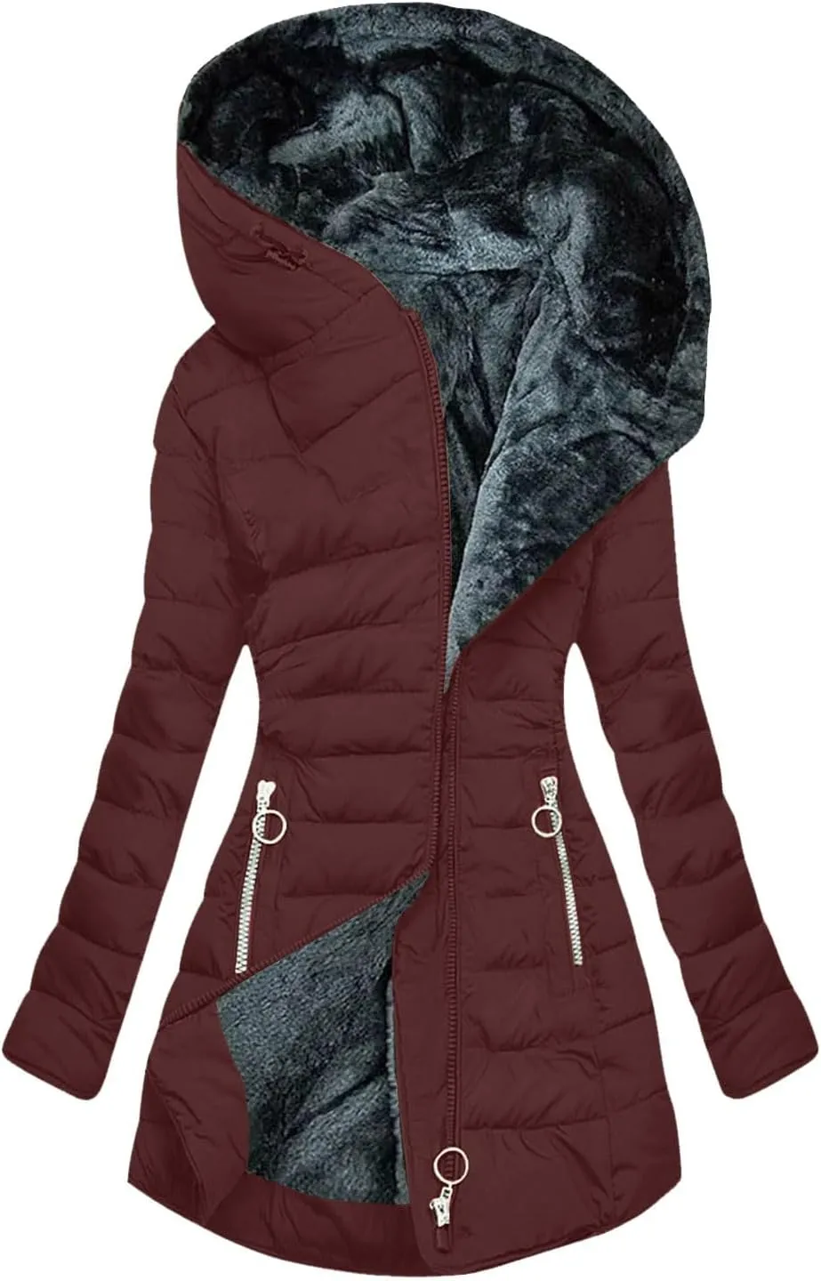 Women Attumn Winter Solid Composite Zipper Long Sleeve Jacket Pocket Outerwear Coat plus Winter Coat