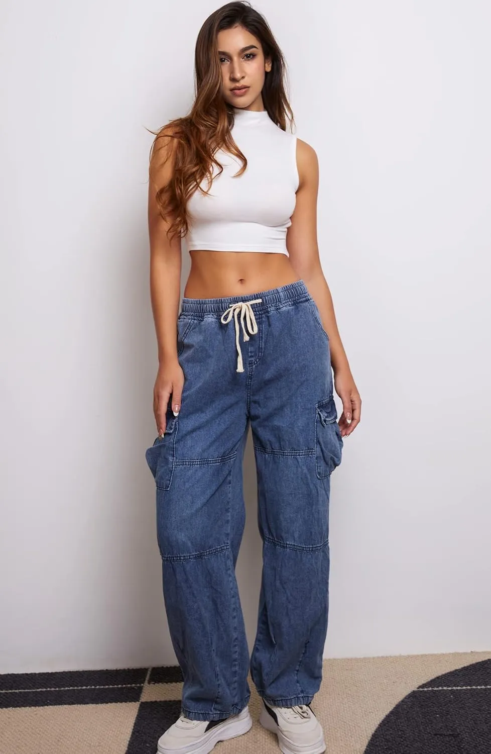 Women Baggy Jeans Y2K Boyfriend Jeans Fashion Straight Leg High Waisted Denim Cargo Pants