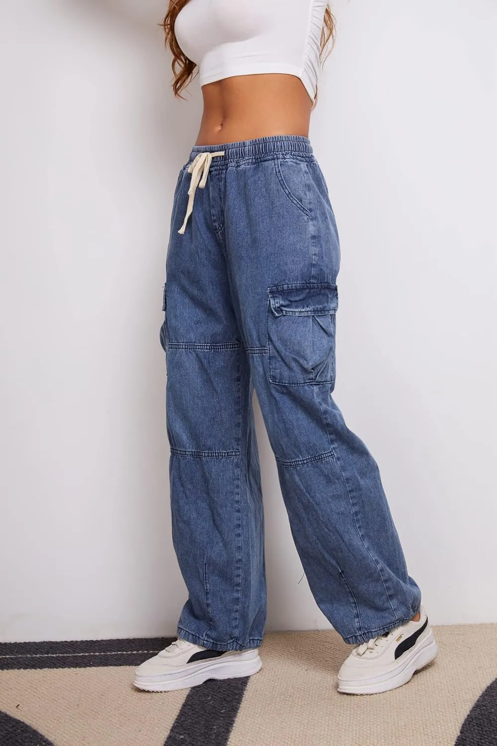Women Baggy Jeans Y2K Boyfriend Jeans Fashion Straight Leg High Waisted Denim Cargo Pants