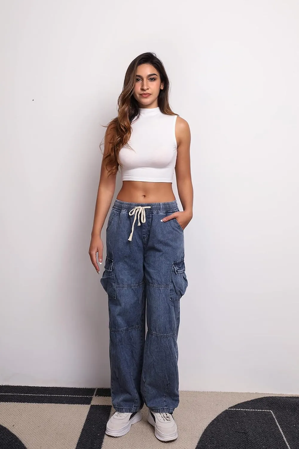 Women Baggy Jeans Y2K Boyfriend Jeans Fashion Straight Leg High Waisted Denim Cargo Pants