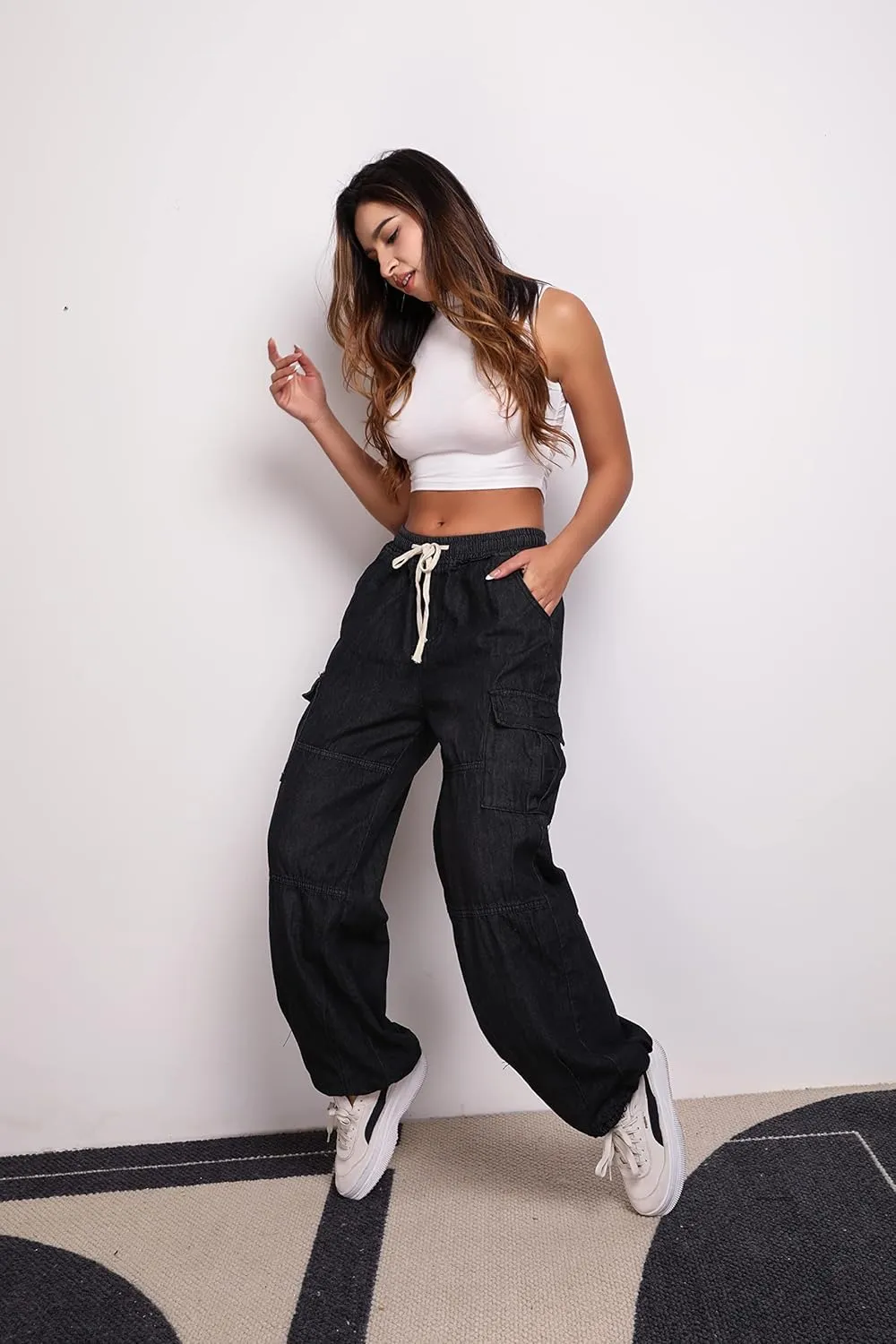 Women Baggy Jeans Y2K Boyfriend Jeans Fashion Straight Leg High Waisted Denim Cargo Pants