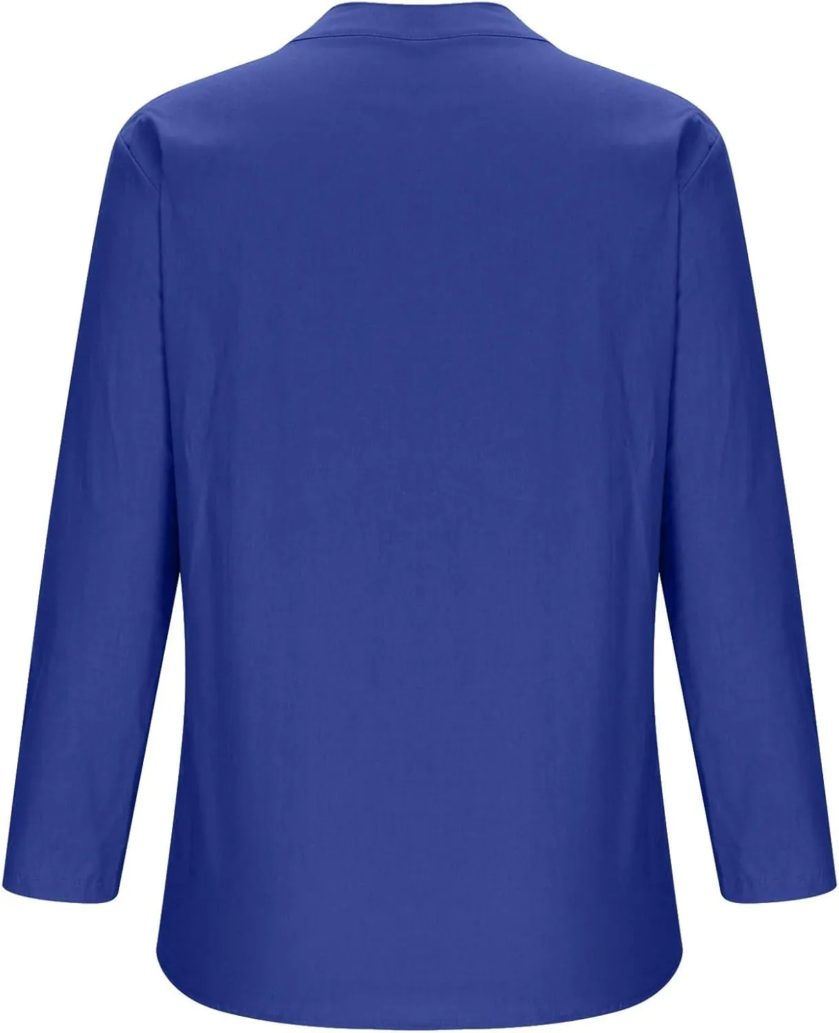 Women Buttons Shirt Cotton Linen Cuffed Sleeve V-Neck Oversized Shirts Casual Loose Solid Blouse Tunic Tops
