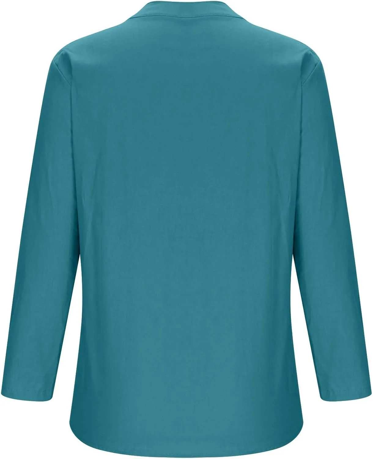 Women Buttons Shirt Cotton Linen Cuffed Sleeve V-Neck Oversized Shirts Casual Loose Solid Blouse Tunic Tops