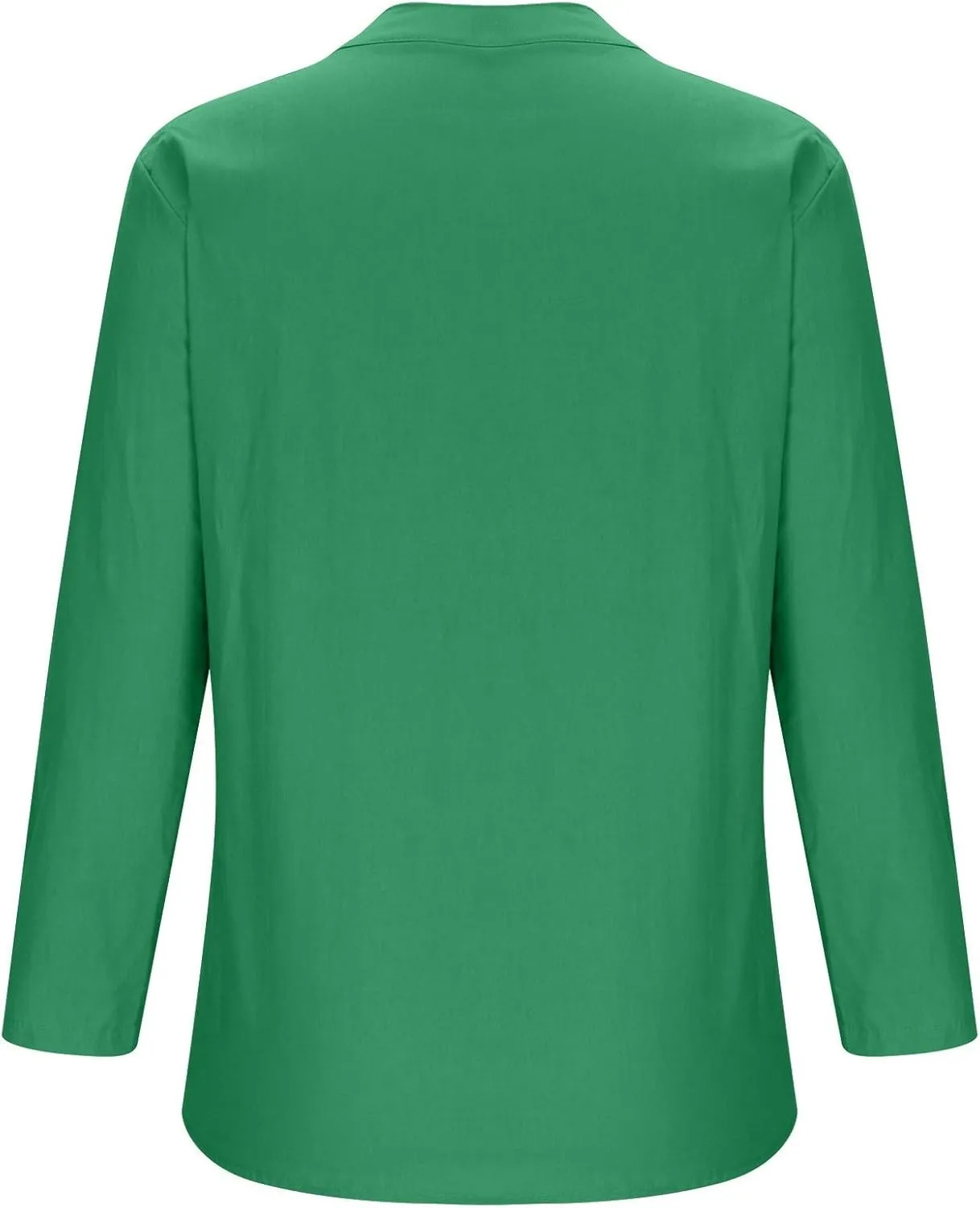 Women Buttons Shirt Cotton Linen Cuffed Sleeve V-Neck Oversized Shirts Casual Loose Solid Blouse Tunic Tops