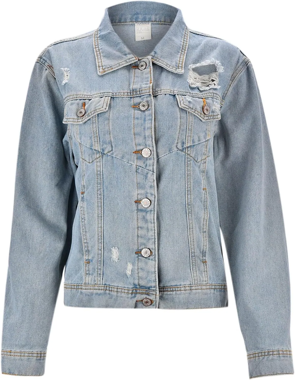 Women Denim Jackets 2024 Oversize Long Sleeve Basic Button Down Jean Jacket Pockets Fashion Trendy Petite Cropped Coats