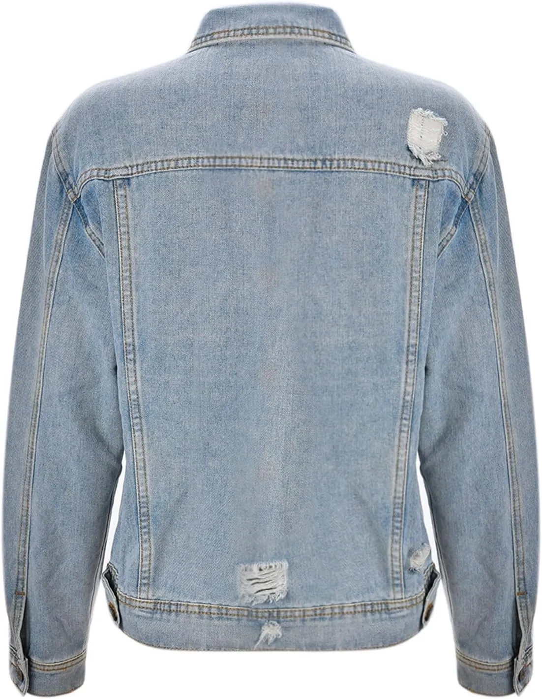 Women Denim Jackets 2024 Oversize Long Sleeve Basic Button Down Jean Jacket Pockets Fashion Trendy Petite Cropped Coats