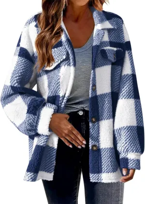 Women Fleece Coats Trendy 2024 Winter Warm Jackets Comfy Soft Lightweight Fuzzy Outerwear Plus Size Zipper Hoodies