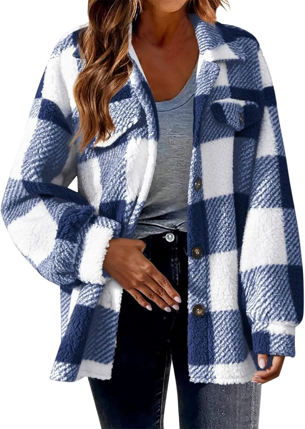 Women Fleece Coats Trendy 2024 Winter Warm Jackets Comfy Soft Lightweight Fuzzy Outerwear Plus Size Zipper Hoodies