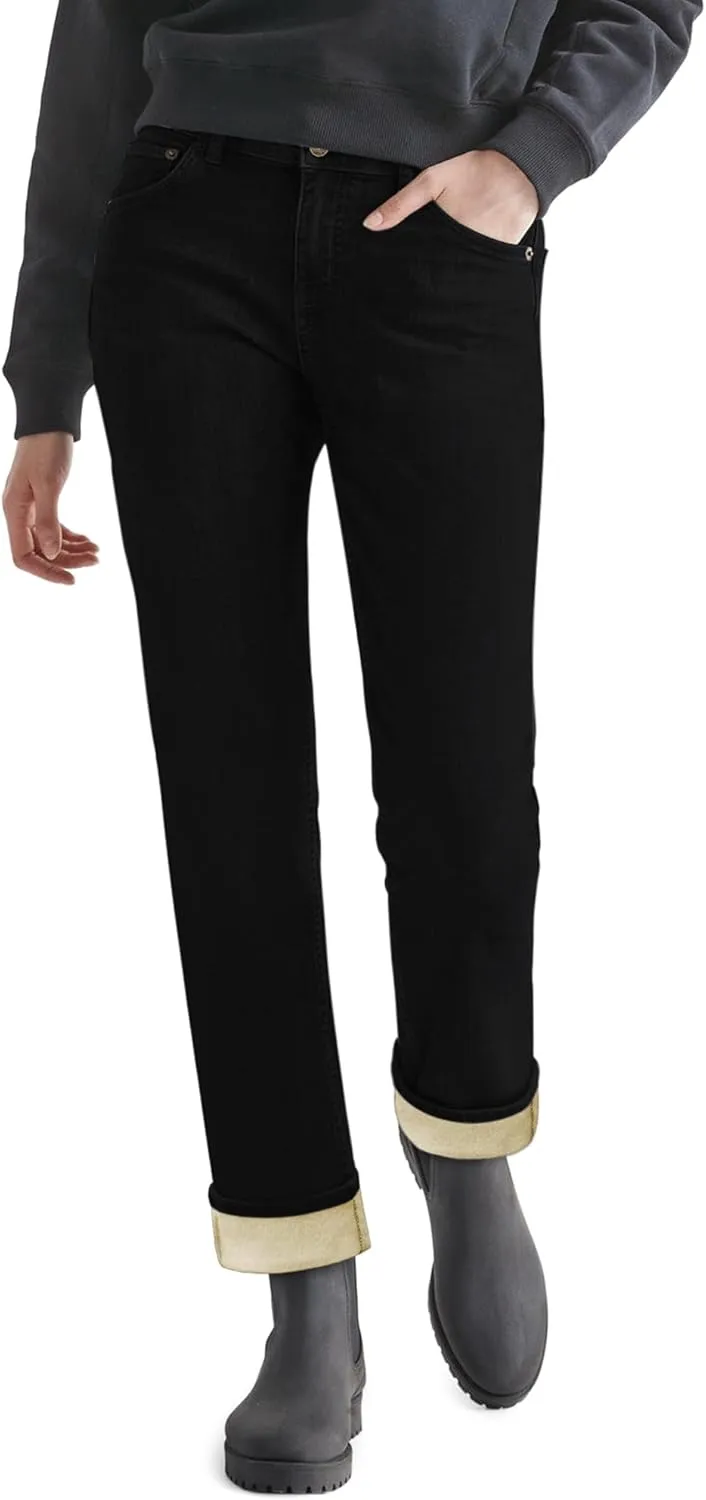 Women Fleece Lined Jeans Women's High Waisted Straight Leg Jeans Winter Fleece Lined Jean Pants