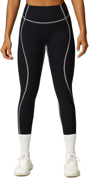 Women High Waisted Seamline Stretch Fit Leggings Tummy Control Athletic Tights Yoga Pants