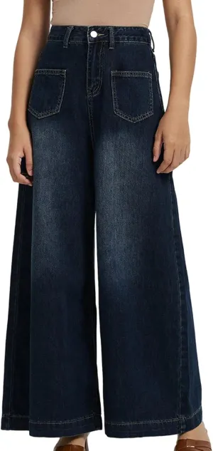 Women Jeans High Waisted Trendy Stretch Boyfriend Baggy Jeans Straight Wide Leg Casual Denim Pants Teen Girls Trousers