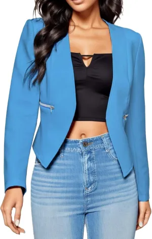 Women Petite Blazers 2024 Trendy Casual Puff Sleeve Bolero Shrug Open Front Cropped Suit Jackets Stylish Cardigan Coats
