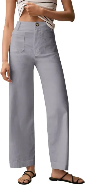 Women Stretch Twill Cropped Pants Wide Leg Jeans with Patch Pocket Straight Leg Chino Pants Casual Ankle Jeans