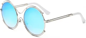 Women Sunglasses Mirror Round lens Shades Metal Frame Sun glasses Women Designer Summer Style Double Circle Eyewear