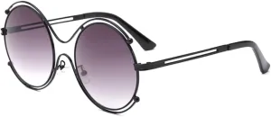 Women Sunglasses Mirror Round lens Shades Metal Frame Sun glasses Women Designer Summer Style Double Circle Eyewear