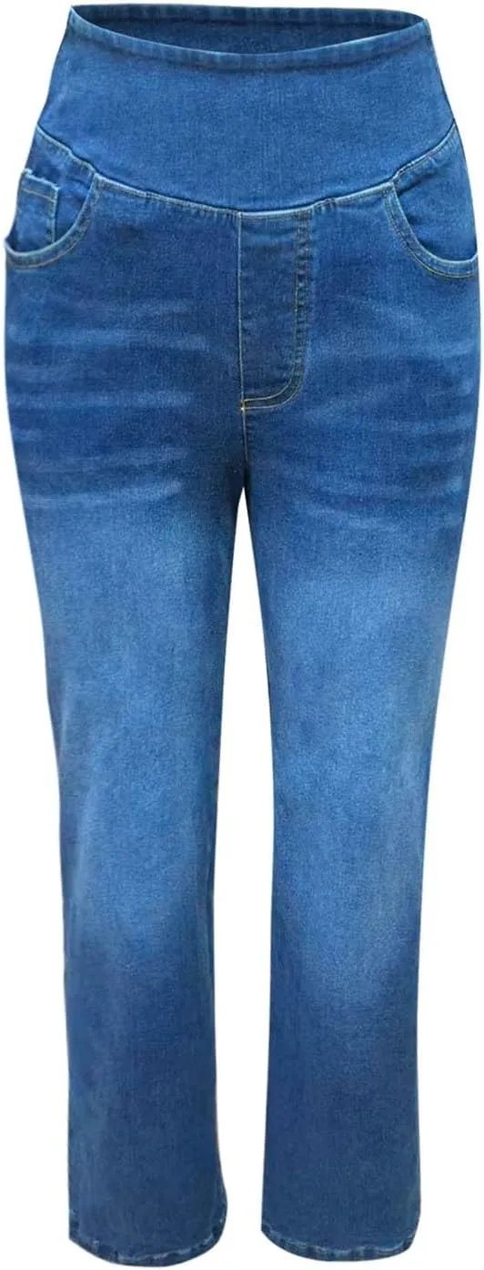 Women Sweatpant Jeans 2025 Sweatpants That Look Like Jeans High Waisted Stretchy Wide Leg Denim Pants with Pockets