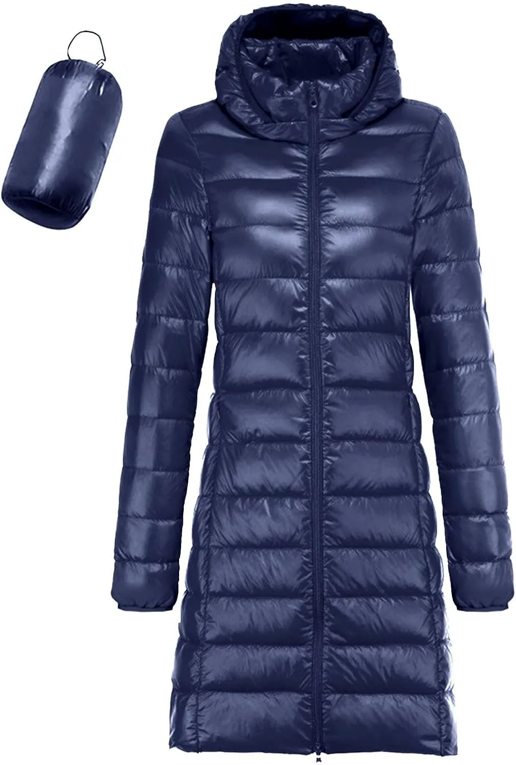 Womens 2024 Winter Outdoor Commuting Long Puffer Coats Thick Warm Soft Slim Down Jackets Casual Zipper Hooded Overcoat