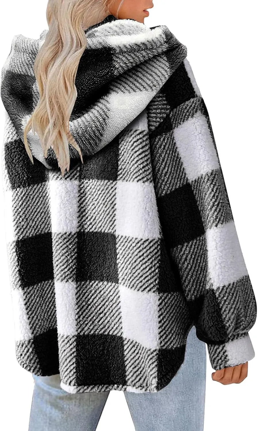 Womens Button Down Hoodies Fleece Lined Coats Soft Comfy Warm Cardigan Sweaters Plus Size Sherpa Jackets Outerwear