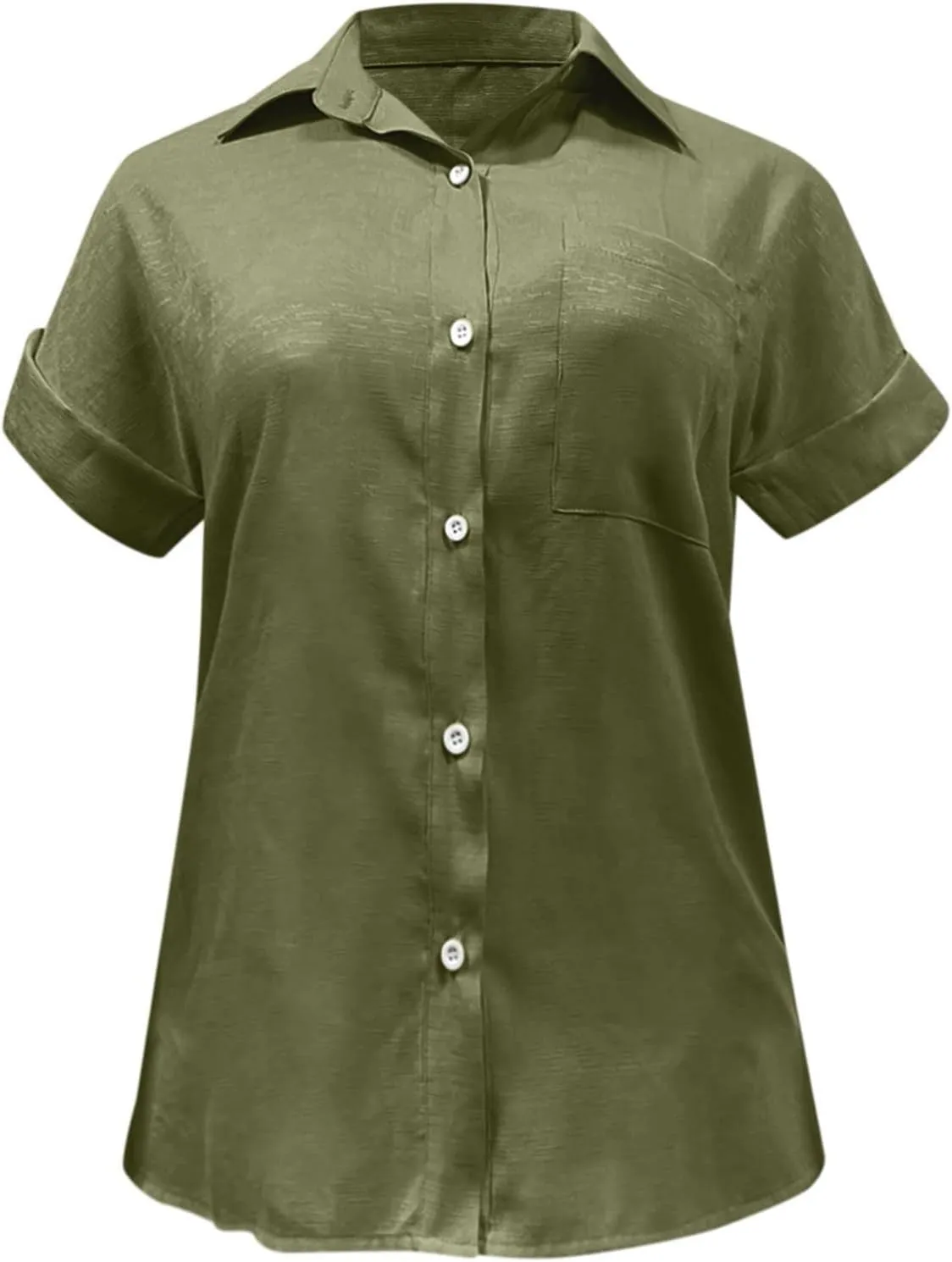 Women's Button Down Shirts Sleeve Down Christmas Fall Jacket Rolled Cuffed Short Sleeve Blouse Long Button Down