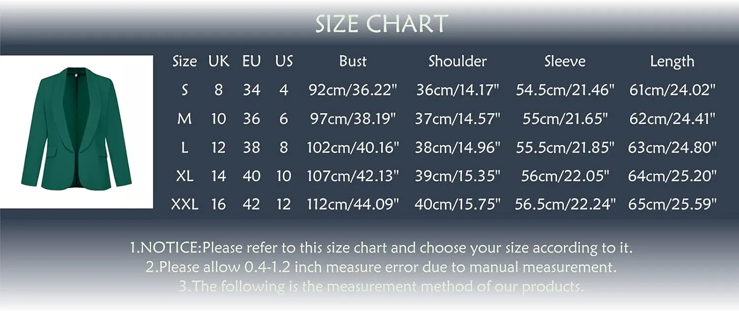Womens Casual Blazers 2024 Open Front Long Sleeve Work Office Jackets Basic Lapel Collar Blazer Business Outfit