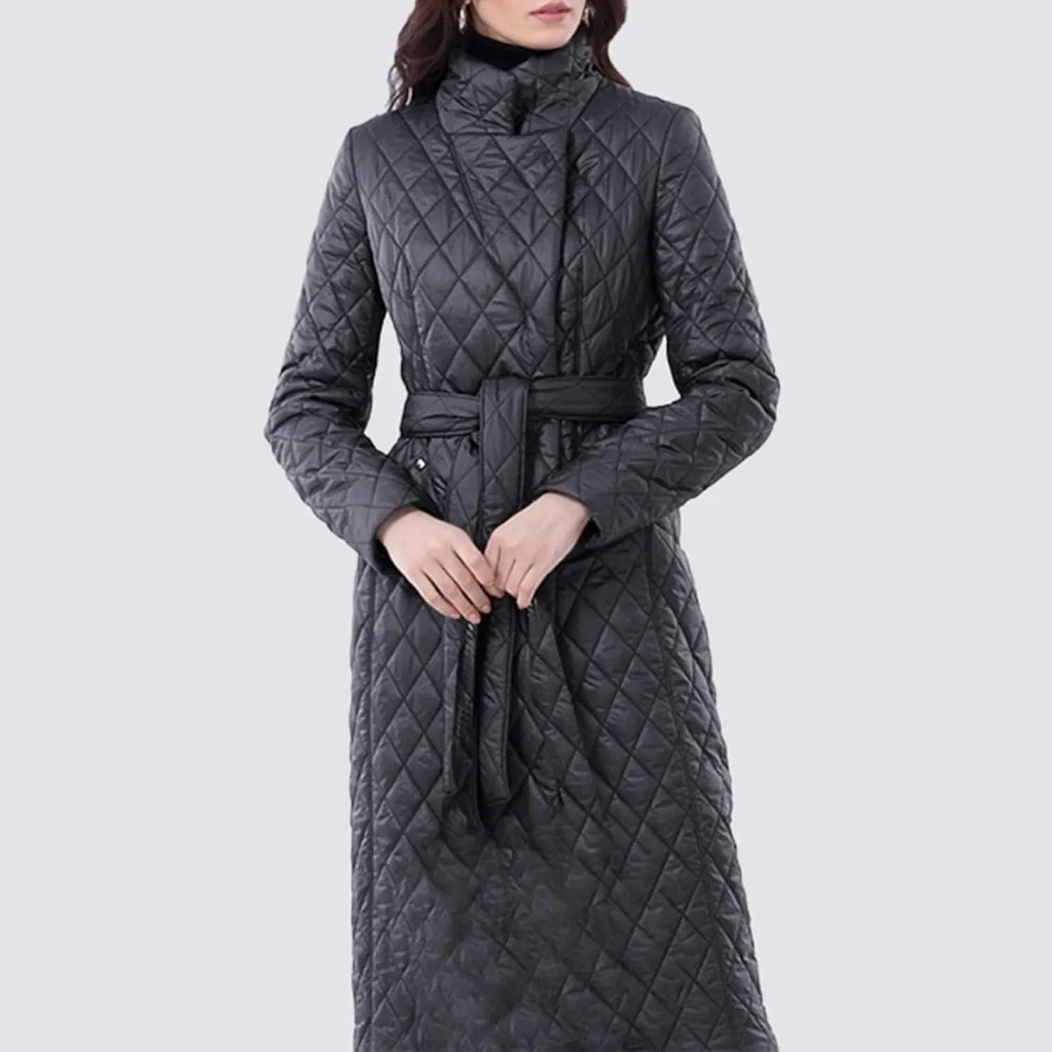 Womens Down Jackets Long Quilted Lightweight Puffer Coat Windproof Warm 2024 Winter Jacket Trendy Casual Outerwear Belt