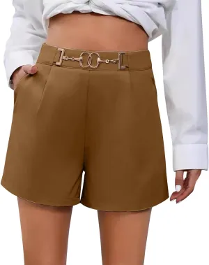 Women's Fashion Blazer Shorts, Business Office 5'' Formal Clothes Solid Color Performance Elegan Shorts with Pockets
