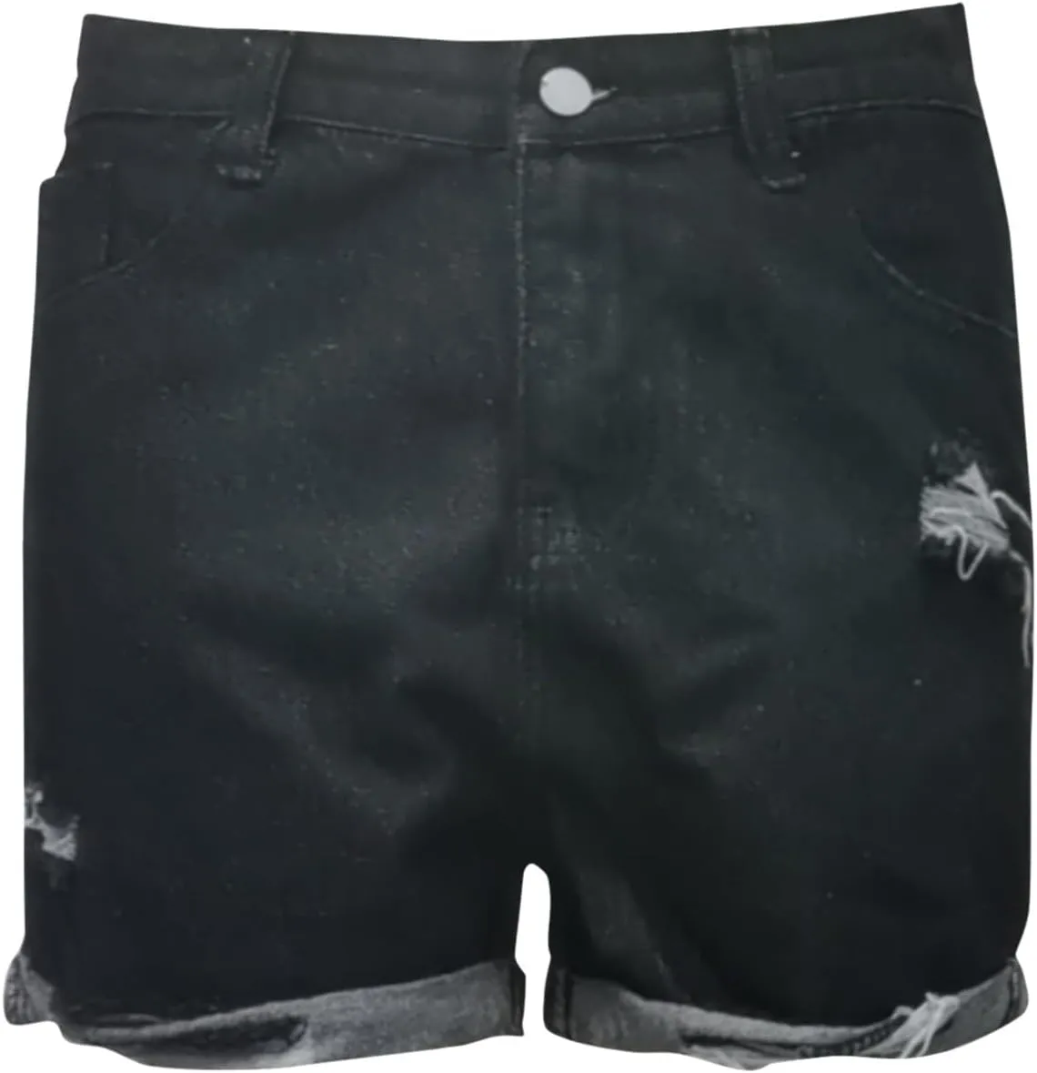 Women's Fashion Demin Shorts High Waisted Stretchy Jeans Ripped Distressed Frayed Raw/Folded Hem Casual Summer Short