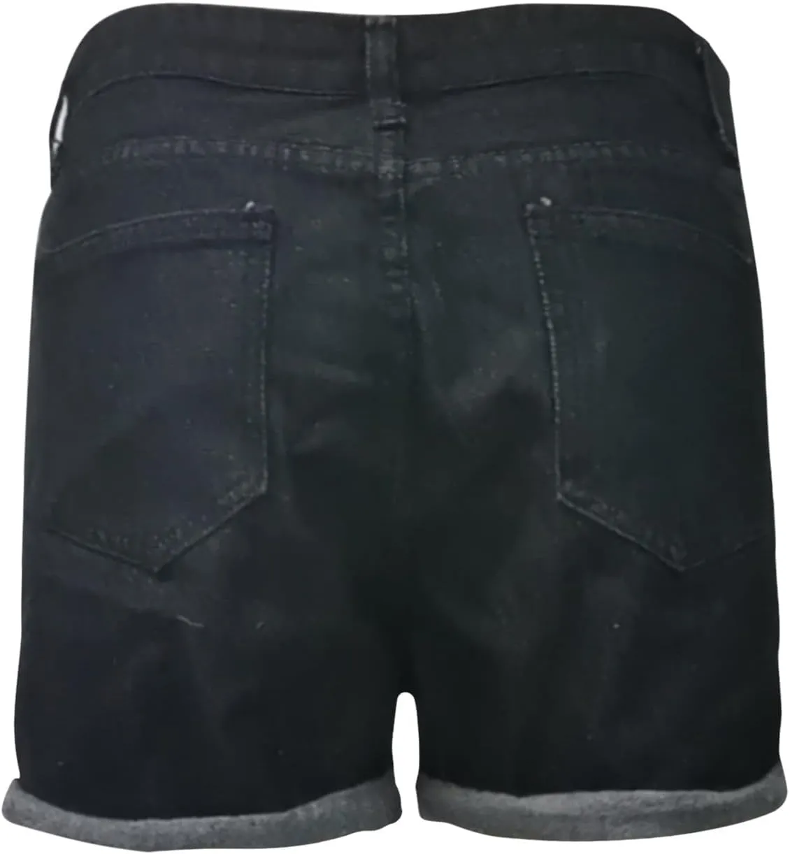 Women's Fashion Demin Shorts High Waisted Stretchy Jeans Ripped Distressed Frayed Raw/Folded Hem Casual Summer Short