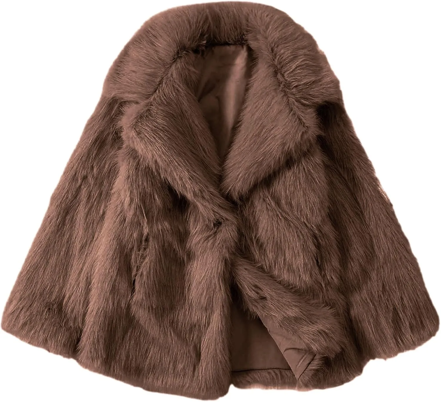 Womens Faux Coat Winter Shaggy Casual Oversized Lapel Jackets Warm Fuzzy Outerwear Long Lined Trench Coat