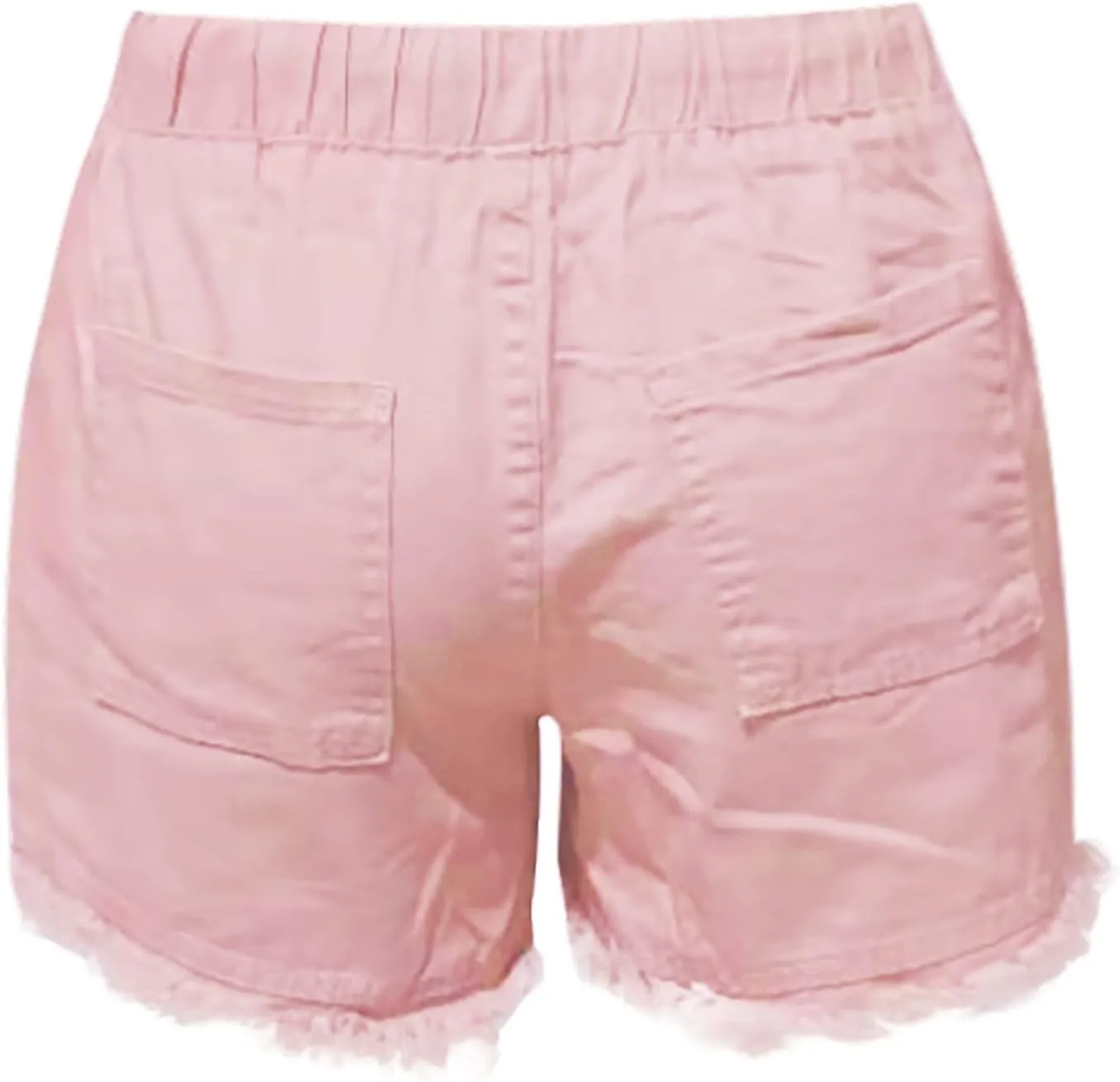 Women's High Waisted Denim Shorts Ripped Hem Frayed Distressed Short Jeans Junior Drawstring Stretchy Short Jeans