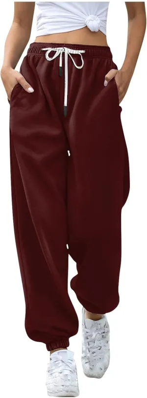 Women's High Waisted Jeans Fashion Solid Colour Casual Drawstring Elastic Waist Trousers Jeans, S-3XL