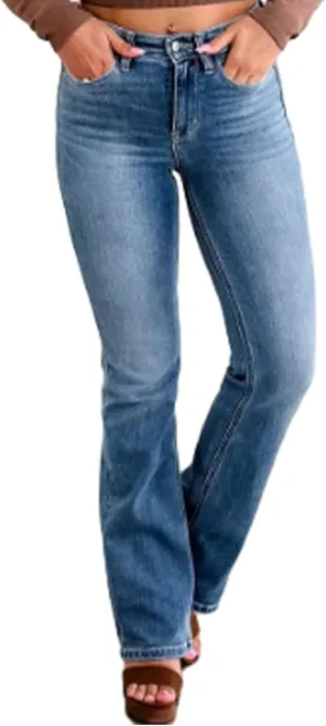 Womens High Waisted Jeans Wide Leg Bootcut Jeans Casual Flare Stretch Boyfriend Denim Pants Pull On Boot Cut Pants