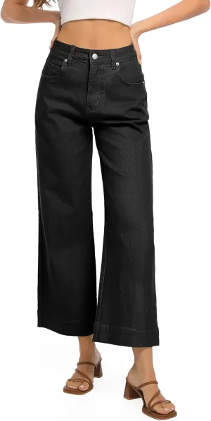 Womens High Waisted Stretchy Jeans - Wide Leg, Baggy, Loose, Trendy Jeans for Women