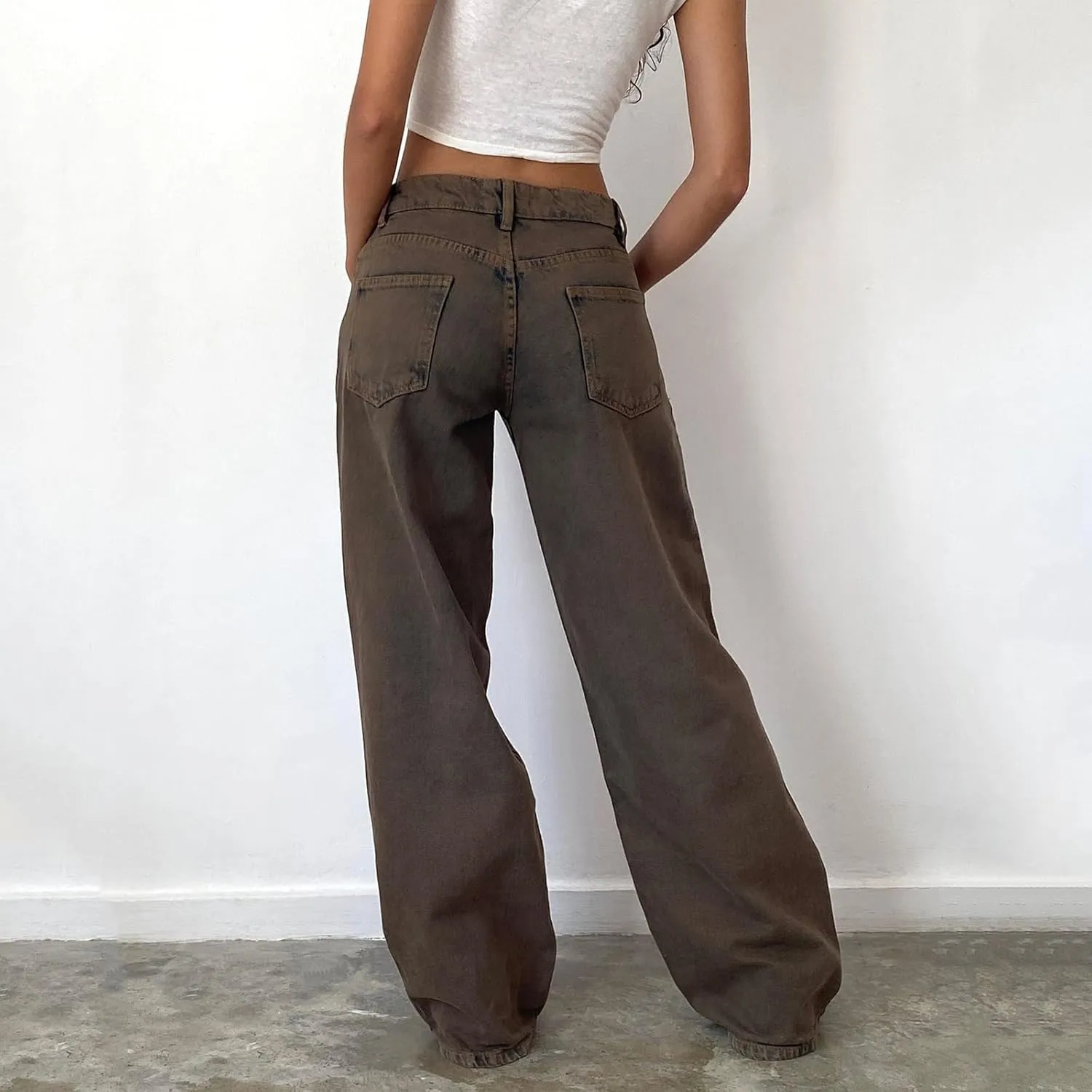 Womens Jeans High Waisted Straight Wide Leg Baggy Jeans Y2k Boyfriend Vintage Washed Loose Denim Pants Streetwear