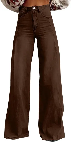 Womens Jeans, Plus Size Sweatpants High Waisted Jeans Wide Leg Denim Pants