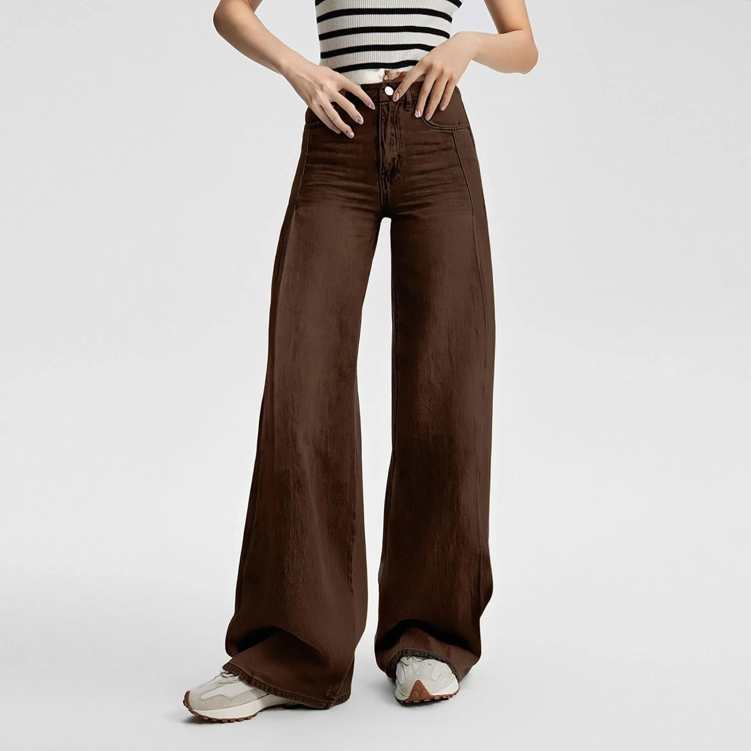 Womens Jeans, Plus Size Sweatpants High Waisted Jeans Wide Leg Denim Pants