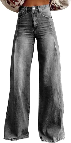 Womens Jeans, Plus Size Sweatpants High Waisted Jeans Wide Leg Denim Pants